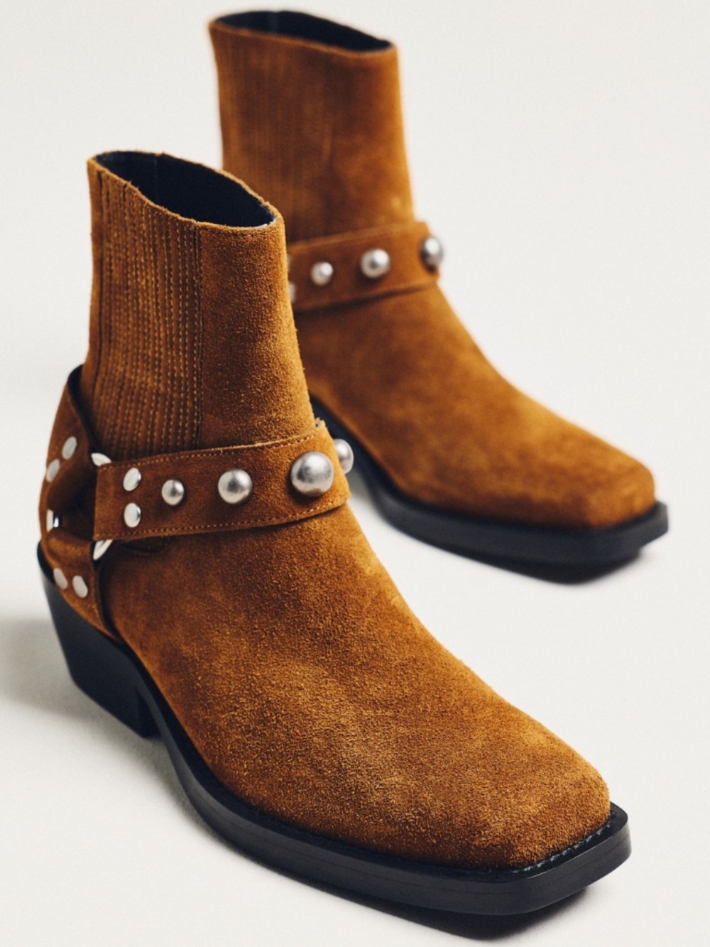 NWT: Cedar Suede Studded Moto Ankle Boots (38 EU) by BiBi